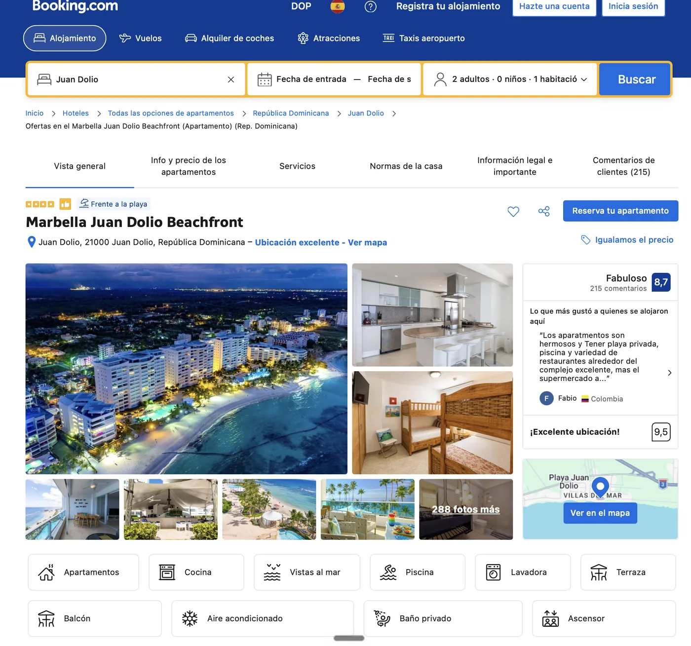 Listing real en Booking.com gestionado por Bellamar — Marbella Juan Dolio Beachfront, 8,7 Fabuloso, 215 comentarios