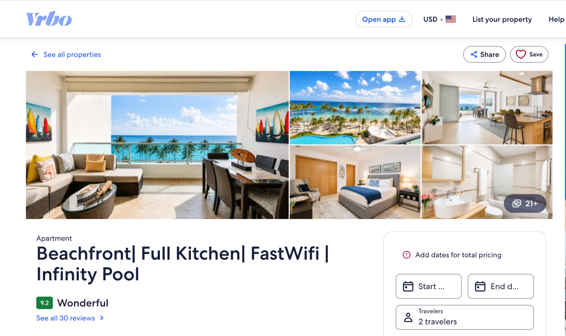 Listing real en Vrbo gestionado por Bellamar — Beachfront apartment 9.2 Wonderful, 30 reseñas